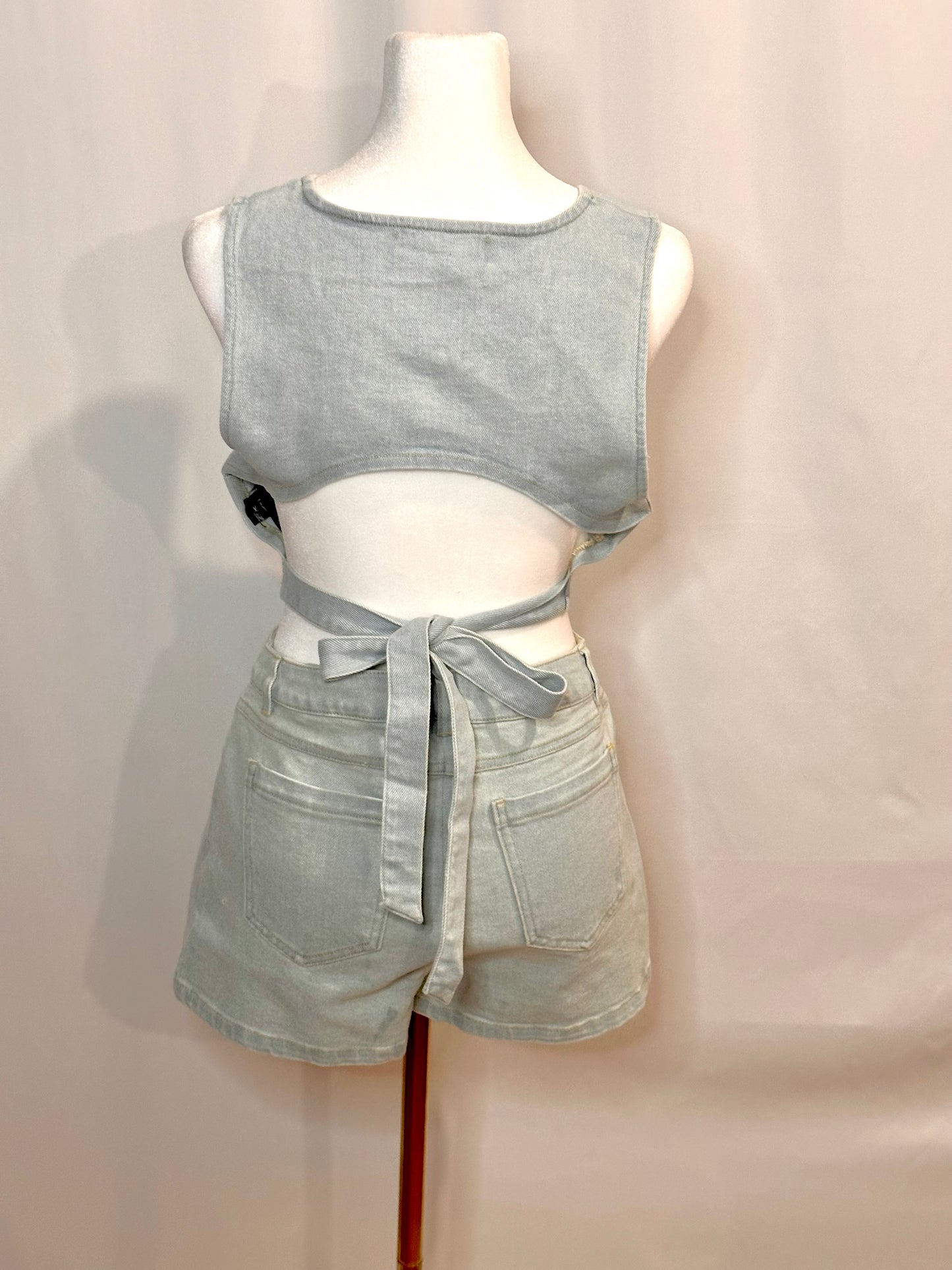 DENIM CROP TOP & SHORTS SET